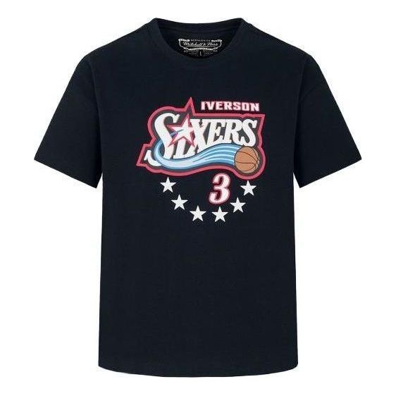 T-shirt Mitchell & Ness Mitchell & Ness x NBA Philadelphia 76ers Allen Iverson 3 T-Shirt Mørkeblå | MNJYSST22017-BLACK