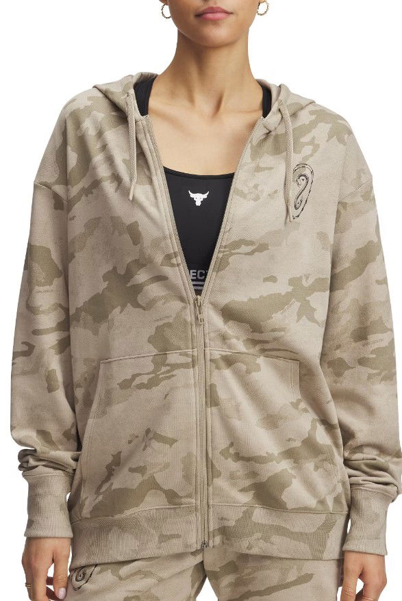 Sweatshirt Under Armour Project Rock Heavyweight Full Zip Hoodie Beige | 1389708-299