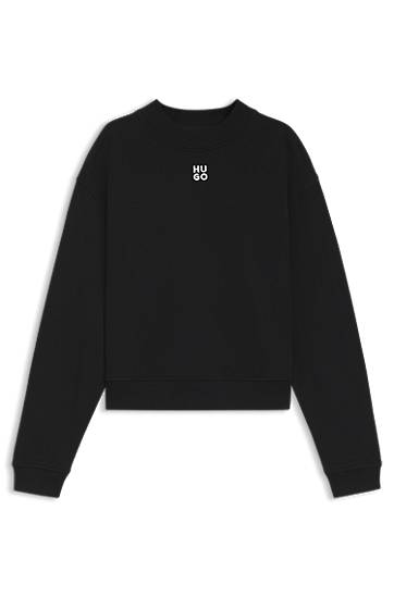 Sweater BOSS Relaxed Fit Cotton Terry Sweatshirt with Stacked Logo Sort | 50527463, 0