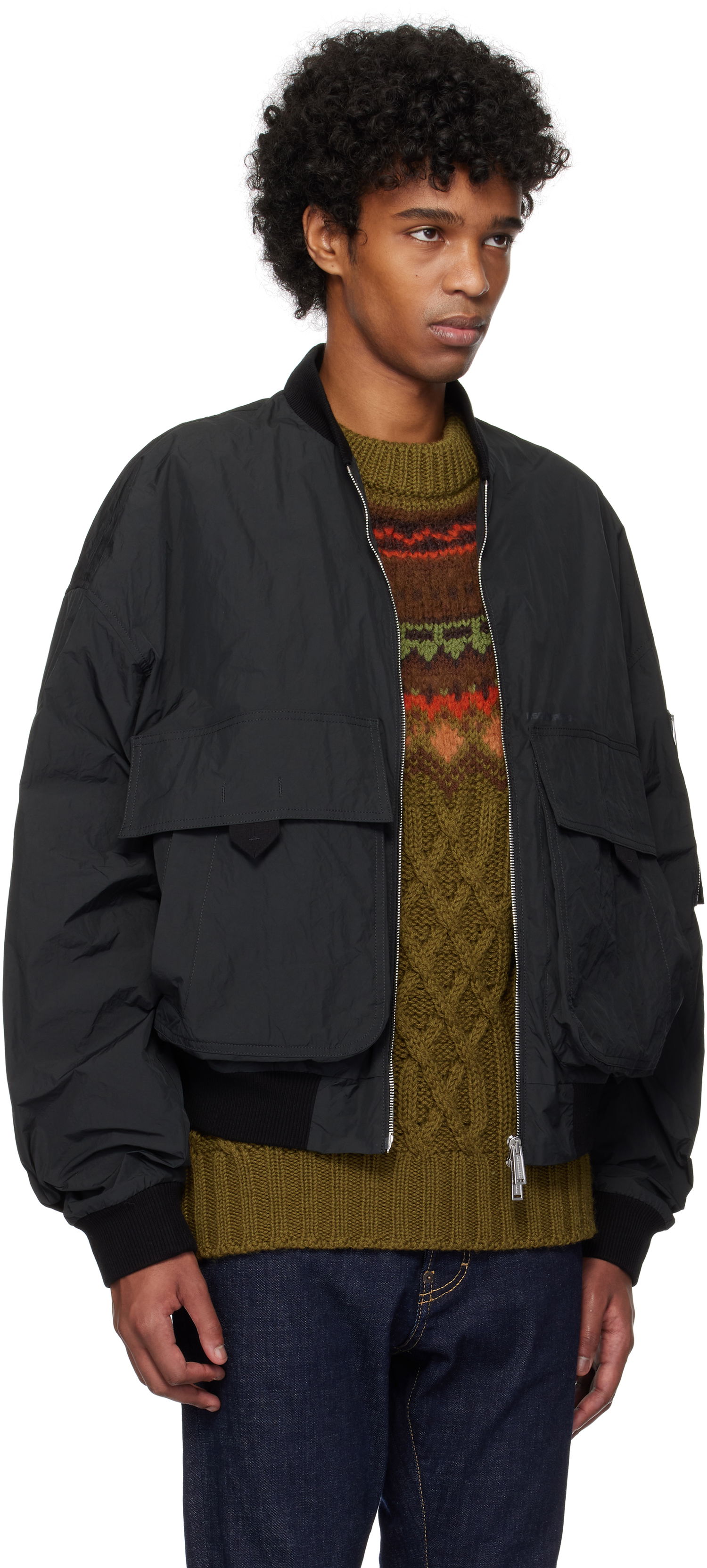 Bomberjakke DSQUARED2 Dsquared2 Superlight 80s Bomber Jacket Sort | S74AM1568_S78520, 1