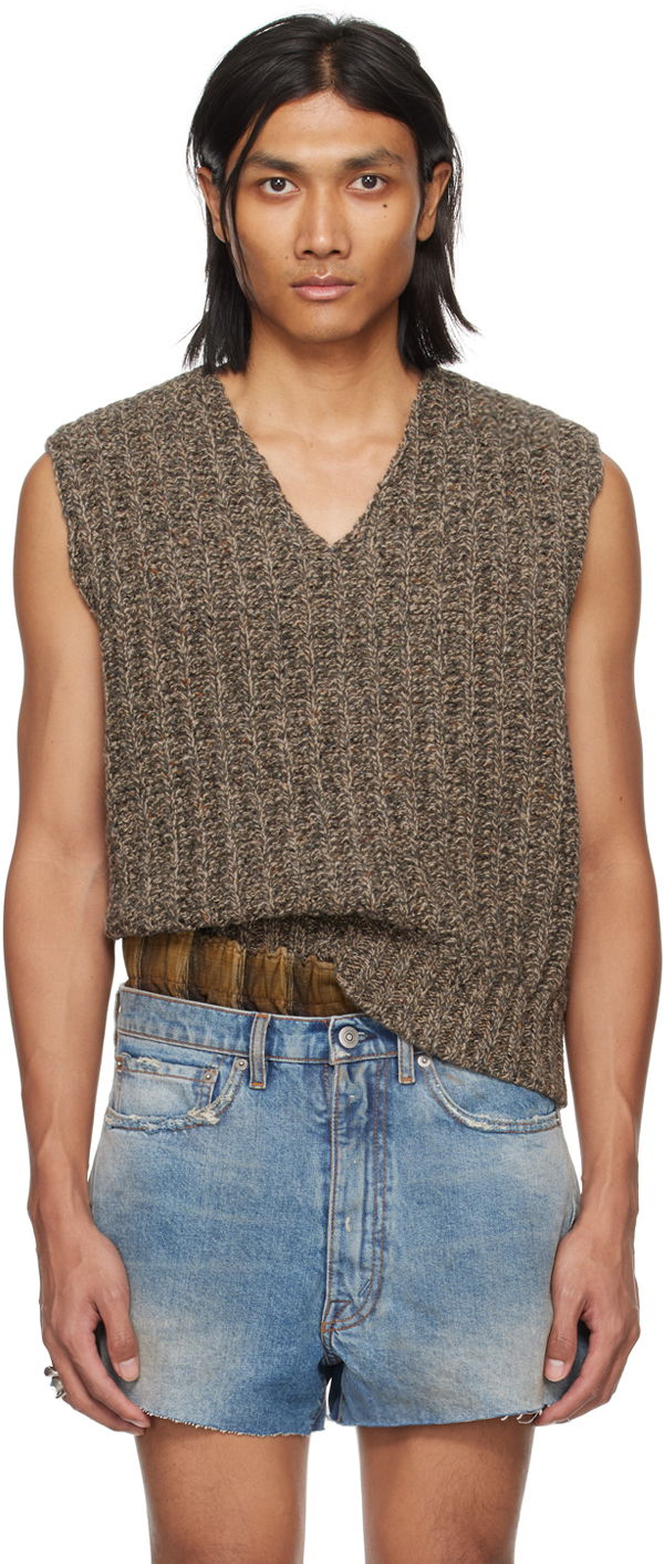 Sweater Maison Margiela V-Neck Vest Brun | S50FB0101 S18405, 0