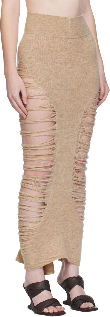 Nederdel Rick Owens Rick Owens Calf Dauphine Midi Skirt Brun | RP02E4685 KGRIDP, 4