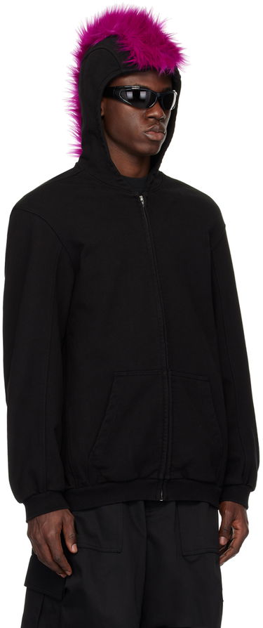 Sweatshirt We11done We11done Zip-Up Faux-Fur Hoodie Sort | WD-TJ1-24-884-U-BK, 1