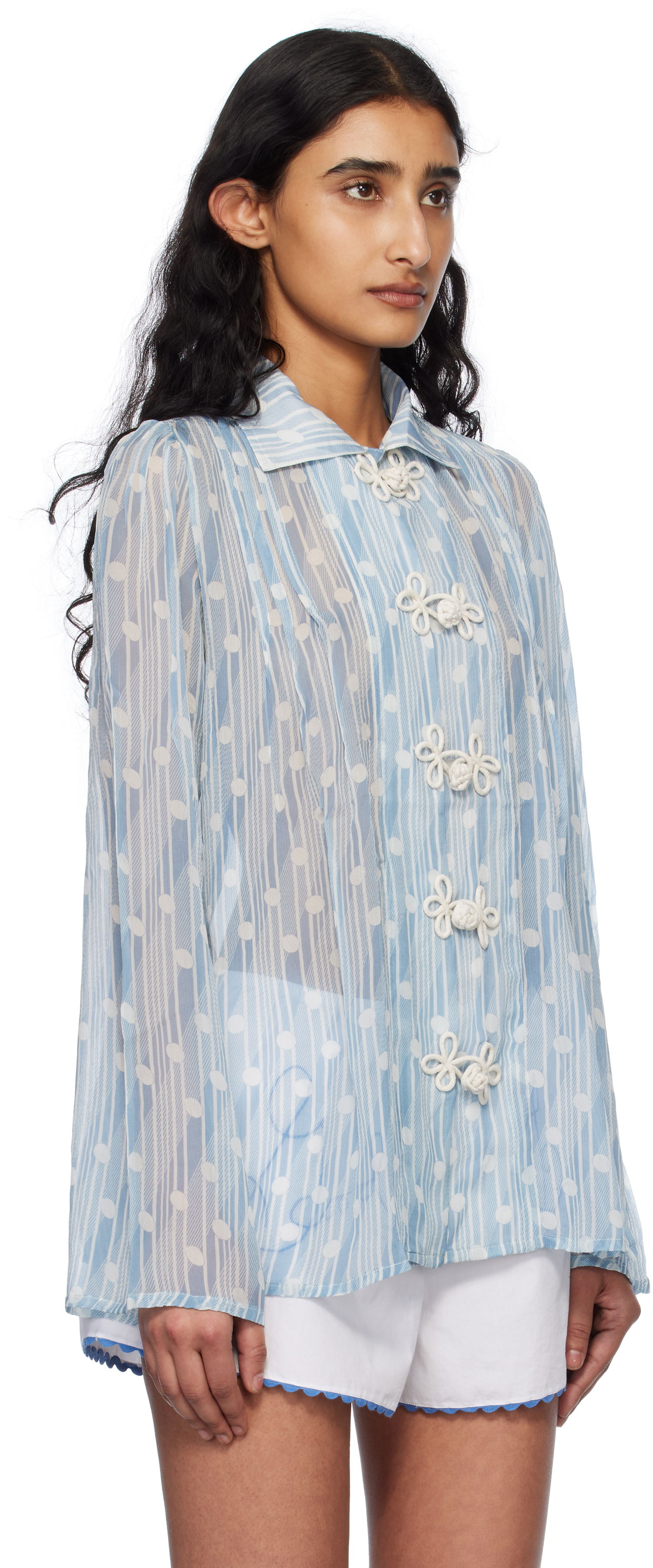 Skjorte Bode Bode Meridian Print Blouse Blå | WRS25SH031, 1