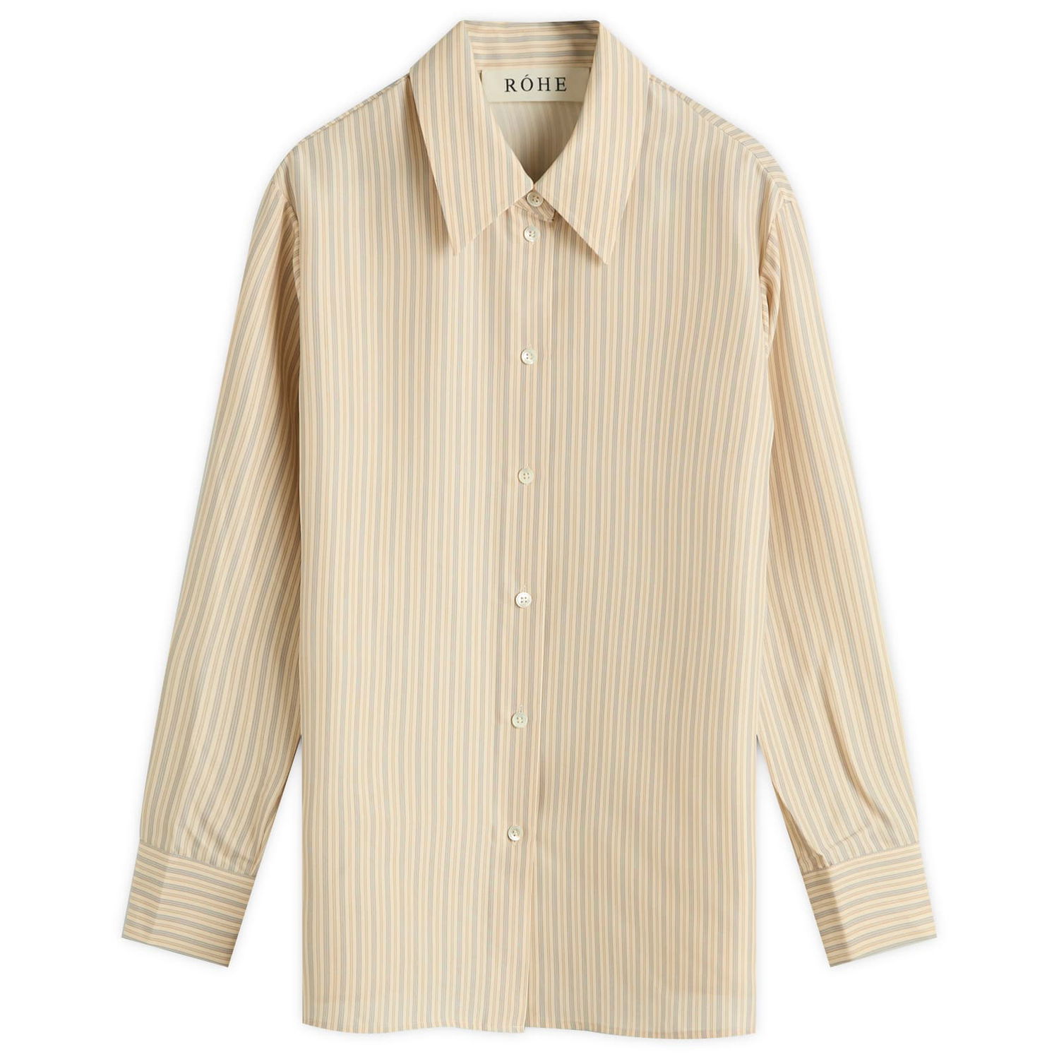 Skjorte Róhe Silk Striped Shirt Beige | 416-19-225, 1