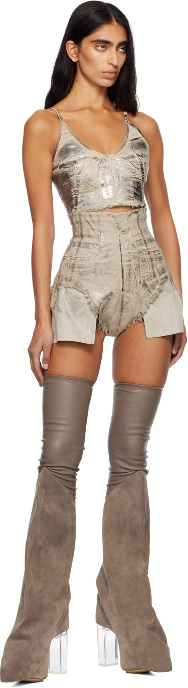 Tanktop Rick Owens DRKSHDW Concordians Foil Denim Camisole Metalisk | DS02E7132 SDPF, 4