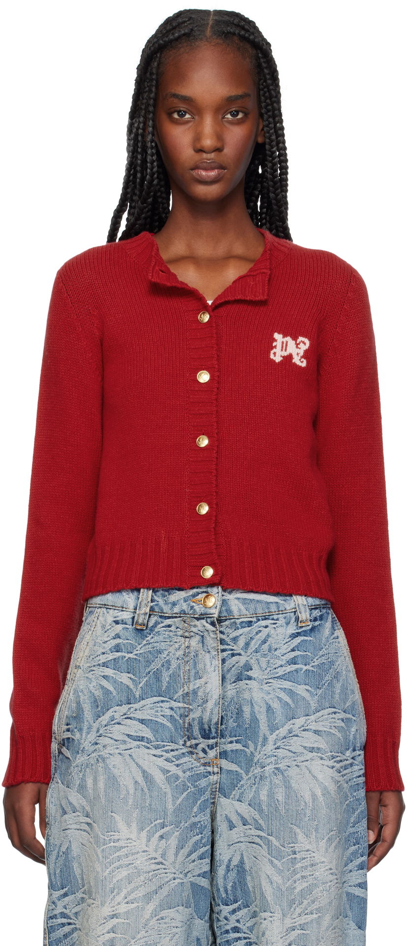 Sweater Palm Angels Cardigan Rød | PWHB020F24KNI0012530
