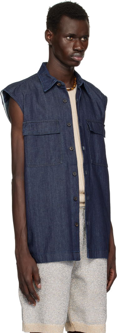 Skjorte Dries Van Noten Dries Van Noten Sleeveless Denim Shirt Blå | 251-020728-1553, 1