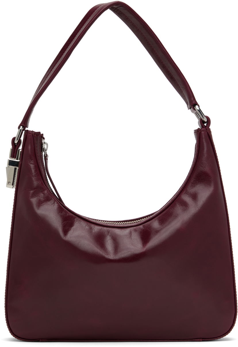 Håndtaske BY FAR BY FAR Rhea Creased Leather Shoulder Bag Bourgogne | MWBSB027CL034RD028PL