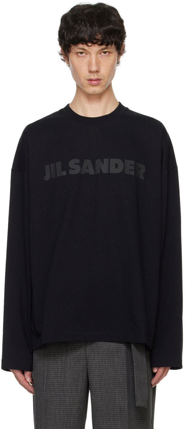 T-shirt Jil Sander Black Printed-Logo Long Sleeve T-Shirt Sort | J21GC0167_J20243, 0
