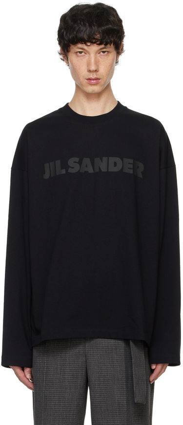 T-shirt Jil Sander Black Printed-Logo Long Sleeve T-Shirt Sort | J21GC0167_J20243, 0