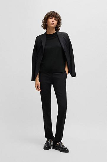T-shirt BOSS Merino Wool Knit T-Shirt Sort | 50492857, 1