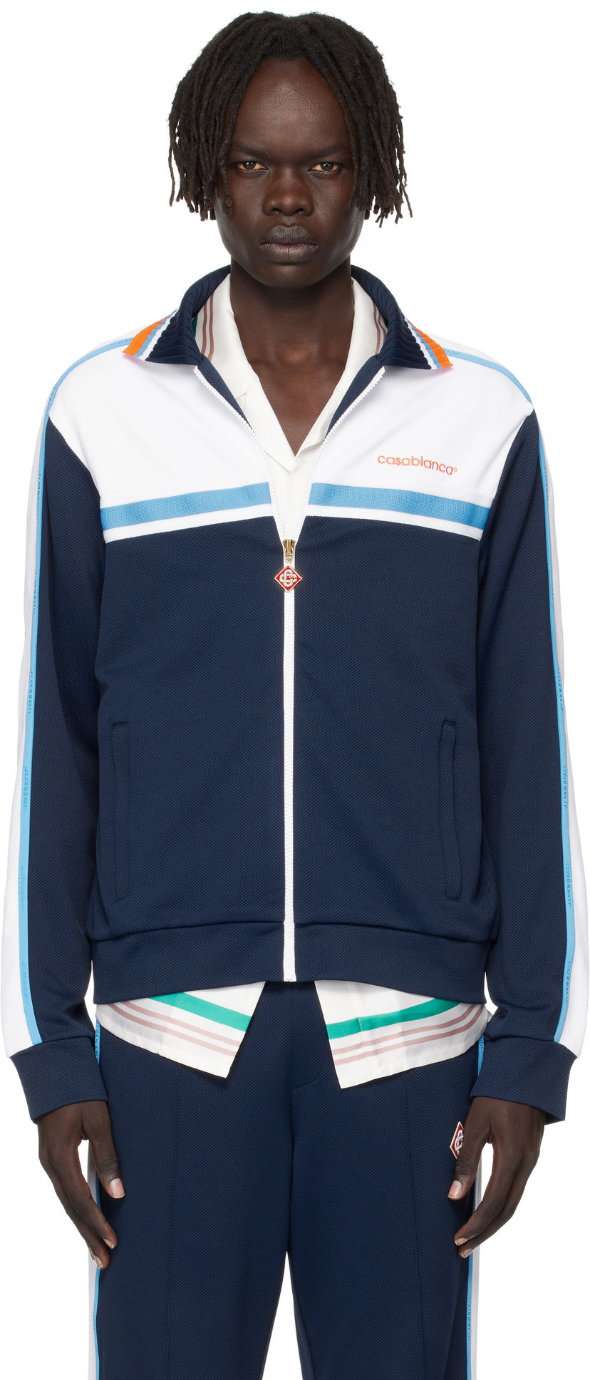 Jakke Casablanca Casablanca Pique Track Jacket Mørkeblå | MPF25-JTP-391-01