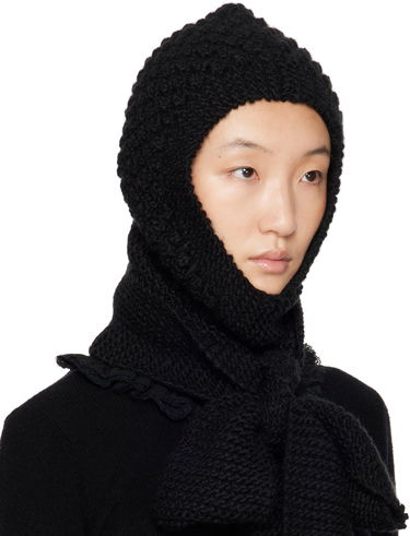 Tørklæde SHUSHU/TONG SHUSHU/TONG Knit Bowknot Hooded Scarf Sort | MWDCAC05 ACR001, 3