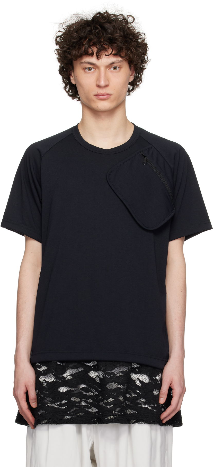 T-shirt Comme des Garçons Comme des Garçons Homme Plus Pocket Jersey T-Shirt with Lace Trim Sort | PO-T017-051