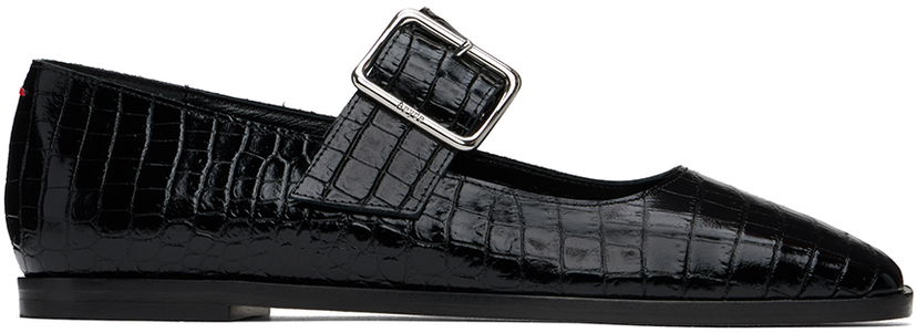 Kjole Aeyde Aeyde Sunny Crocodile Embossed Ballerina Flats Sort | A11-FL-GRZS15FL127-FW24-800-065