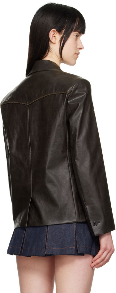 Jakke Andersson Bell Andersson Bell Hybrid Faux-Leather Cropped Blazer Brun | awa683w, 2