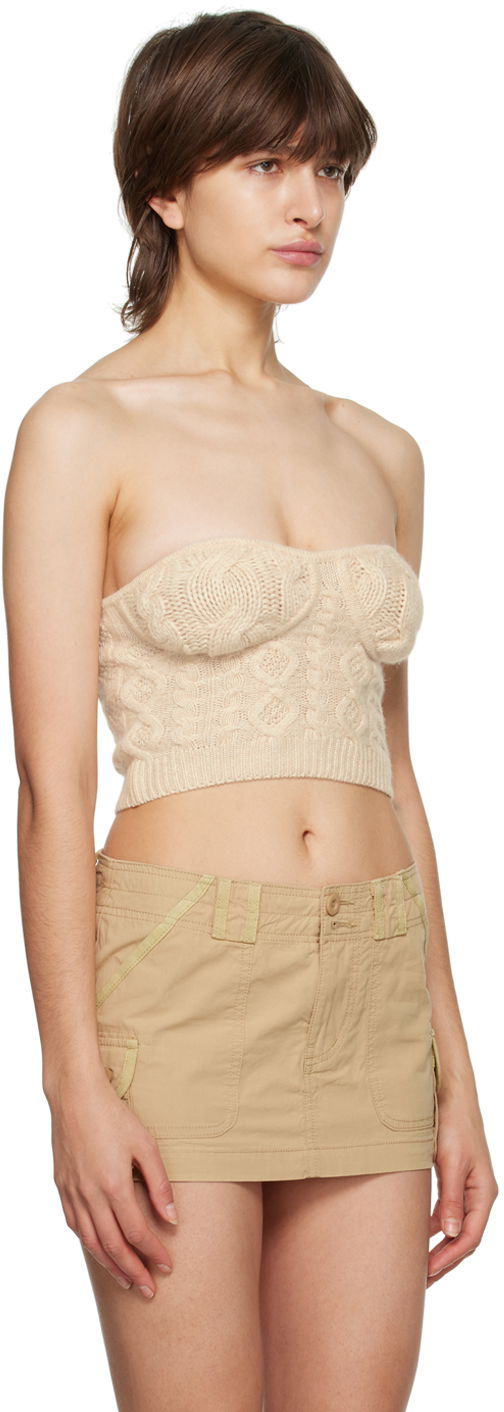 Crop top GUIZIO Guizio Cable Knit Strapless Tube Top Beige | DGF22C104_CRM, 1