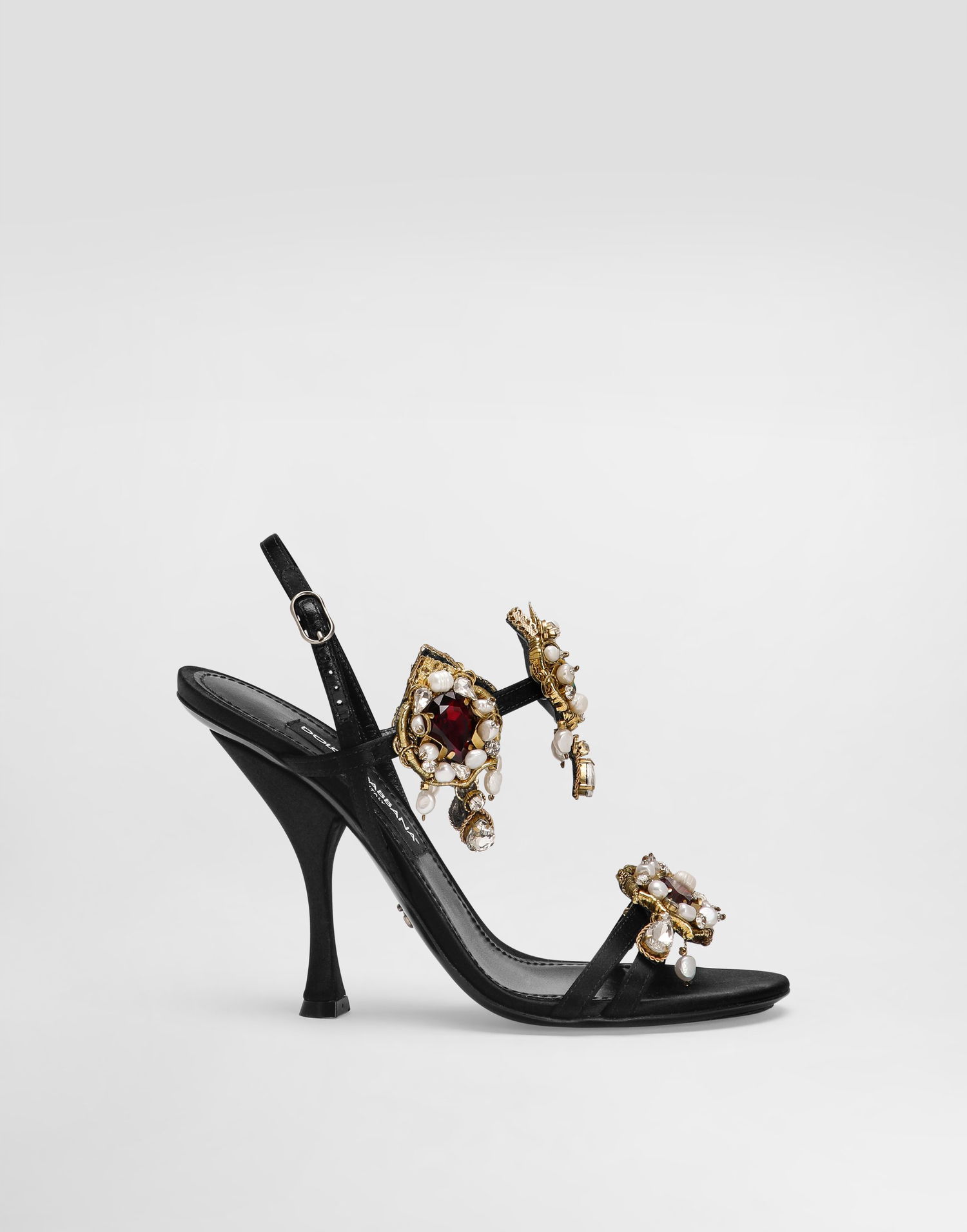 Tilbehør Dolce & Gabbana Dolce & Gabbana Embroidered Satin Sandals Sort | CR1934AX85280999, 0