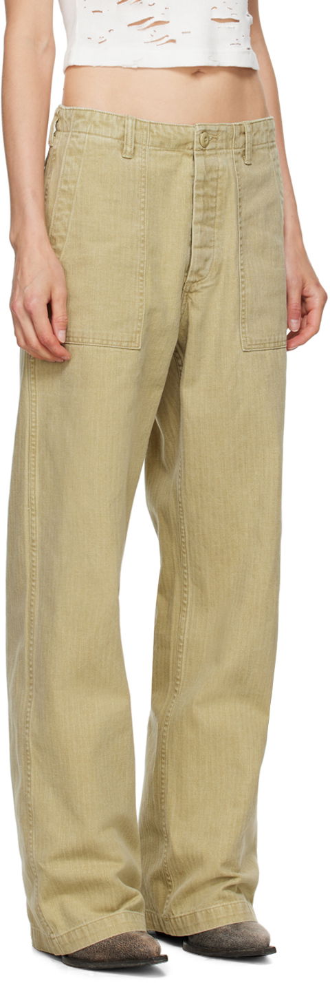 Bukser R13 R13 Wide Leg Trousers Beige | R13WR077-R381B, 1