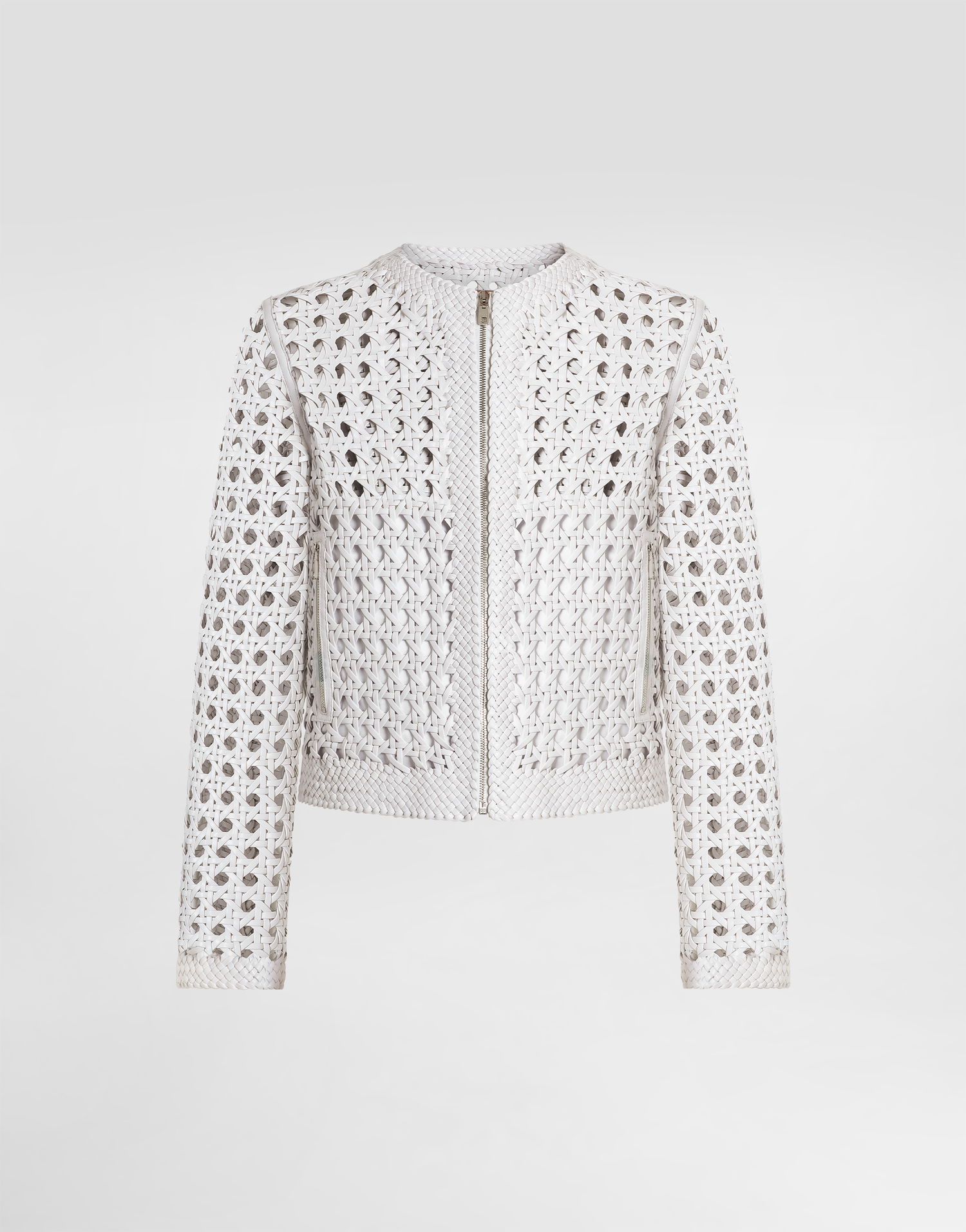 Jakke Dolce & Gabbana Dolce & Gabbana Woven Nappa Leather Jacket Hvid | G9BGSLGJ158W0001, 0