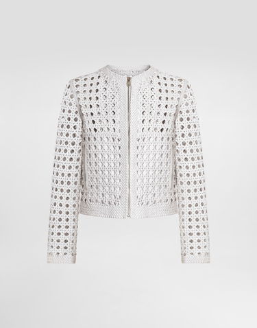 Jakke Dolce & Gabbana Dolce & Gabbana Woven Nappa Leather Jacket Hvid | G9BGSLGJ158W0001, 0