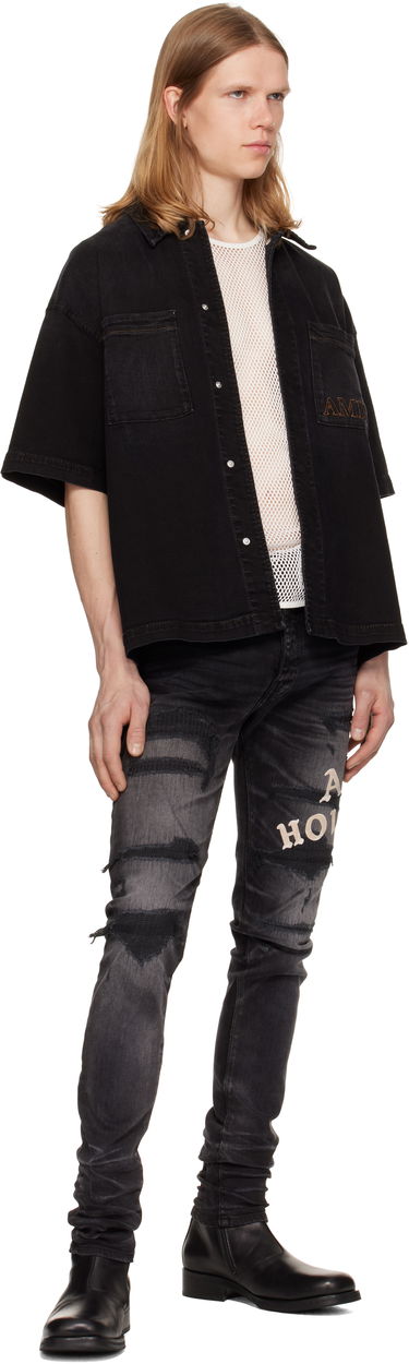 Skjorte AMIRI AMIRI 3D Short Sleeve Snap Denim Shirt Sort | AMDNIR1041, 3