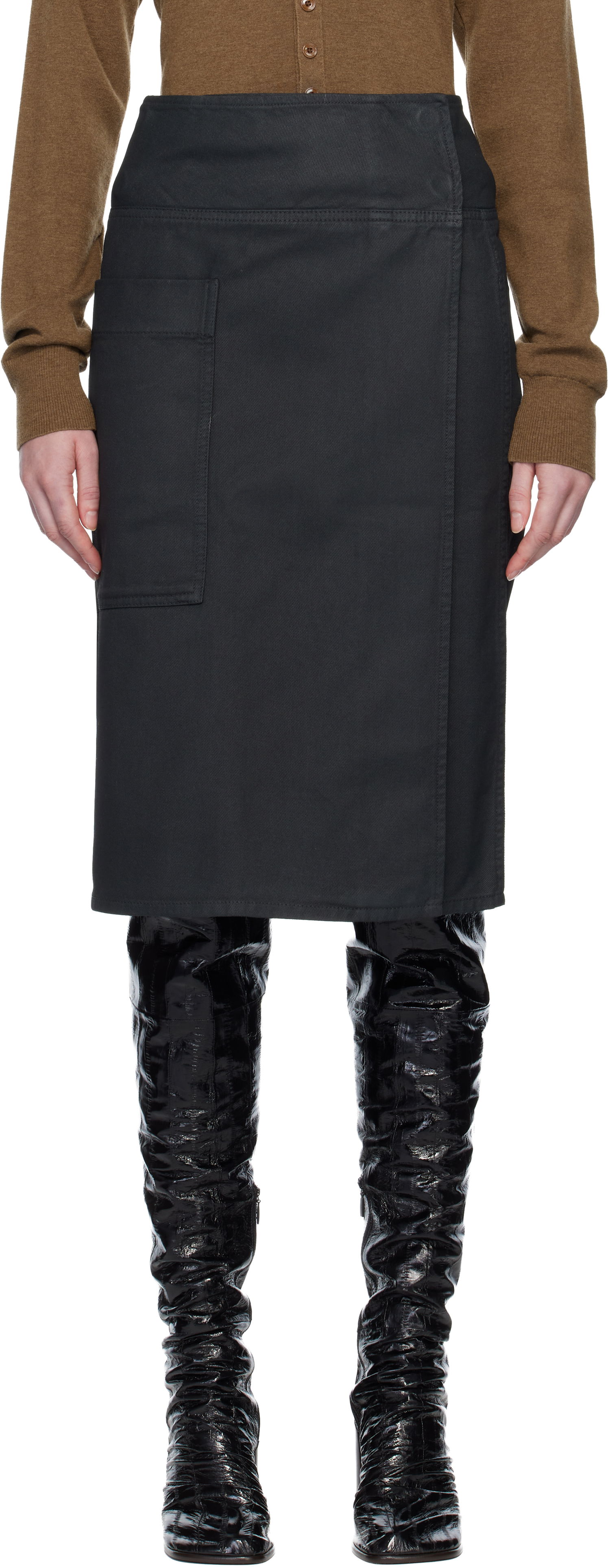 Nederdel LEMAIRE Apron Denim Midi Skirt Sort | SK1055 LD1059, 0