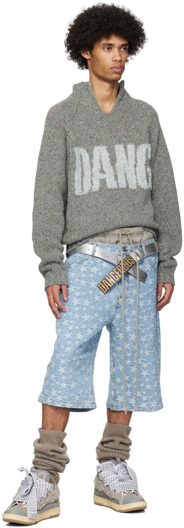 Sweater ERL ERL 'Dangerous' Knit Sweater Grå | ERL08N359, 3