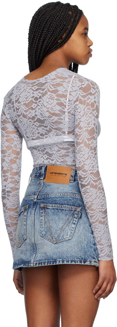 T-shirt We11done Lace Mock Neck Top Blå | WD-BL1-23-129-W-GY, 2