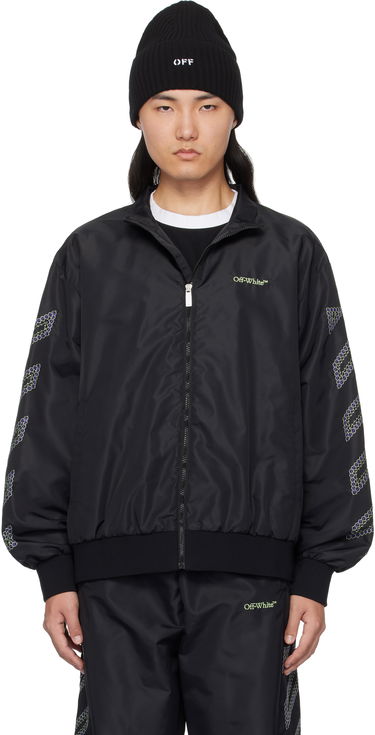 Bomberjakke Off-White Off-White Diag Outline Nylon Track Jacket Sort | OMBD05CS25FAB0011050, 0
