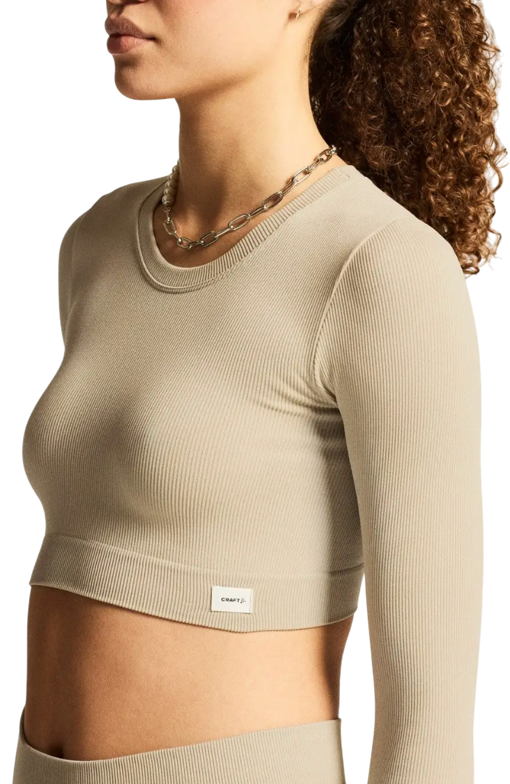 Crop top Craft Craft Collective Rib Cropped Long Sleeve T-Shirt Beige | 1916014-608000