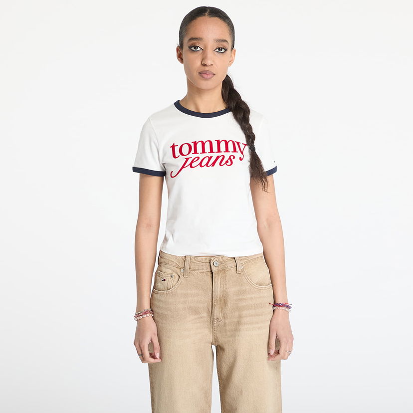 Crop top Tommy Hilfiger Tommy Jeans Slim Script T-Shirt Hvid | DW0DW20631 YBL