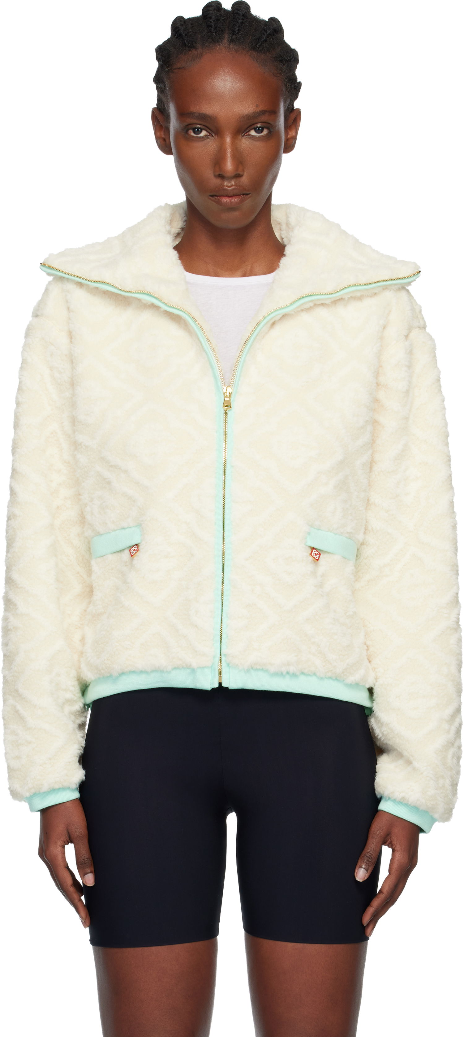 Jakke Casablanca Monogram Jacquard Fleece Jacket Hvid | WPF25-JK-390-01, 0