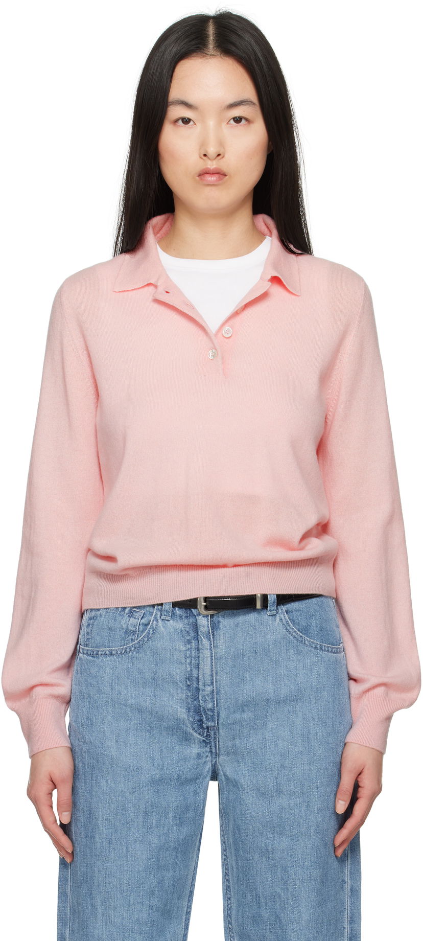 Sweater &Daughter &Daughter Aoife Cashmere Polo Sweater Lyserød | CH04634