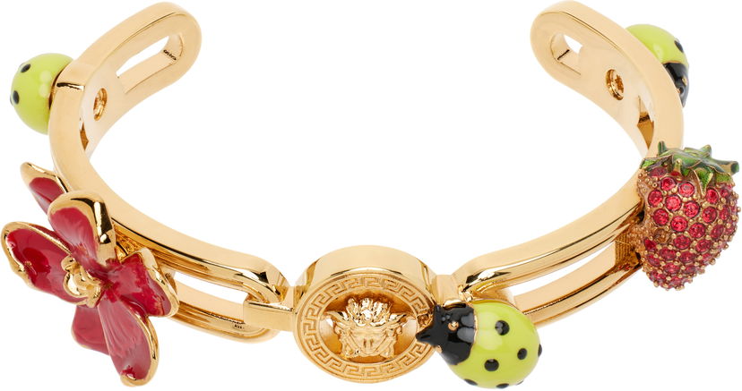 Armbånd Versace Versace Enameled Cuff Bracelet with Crystal Strawberry, Ladybug, and Flower Charms Flerfarvet | 1019024_1A04195_4JHG0