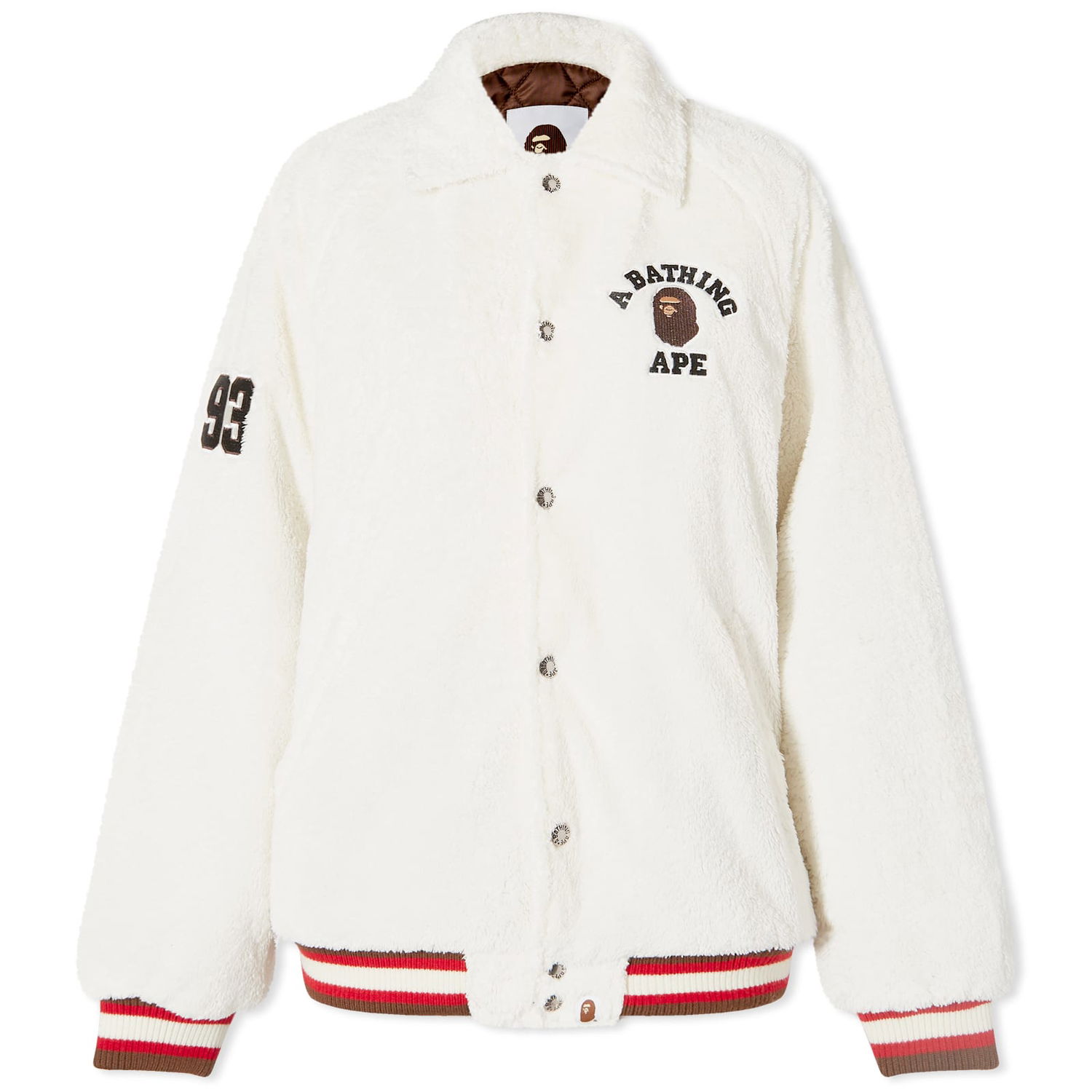 Bomberjakke BAPE A Bathing Ape College Boa Varsity Jacket Ivory Hvid | 001HJJ802005L-IVO, 0