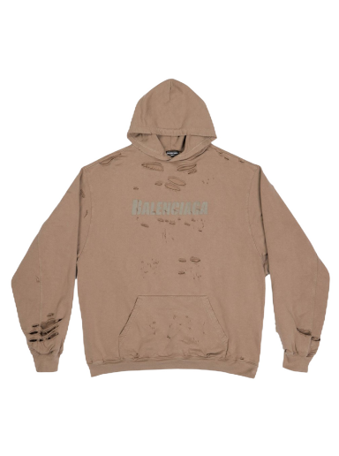 Sweatshirt Balenciaga Caps Destroyed Oversize Fit Hoodie Beige | 659403TKVB67185