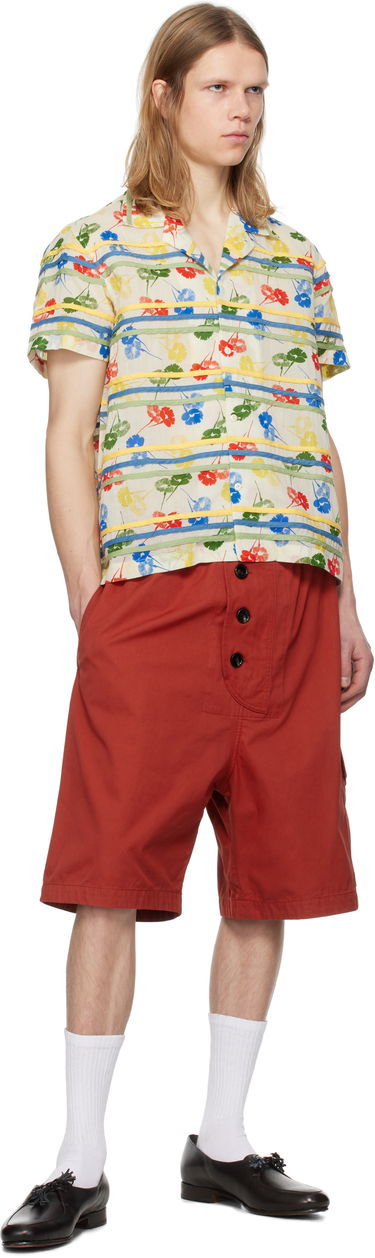 Skjorte Bode Bode Flower Stamp Short Sleeve Shirt Beige | MRS25SH010, 3