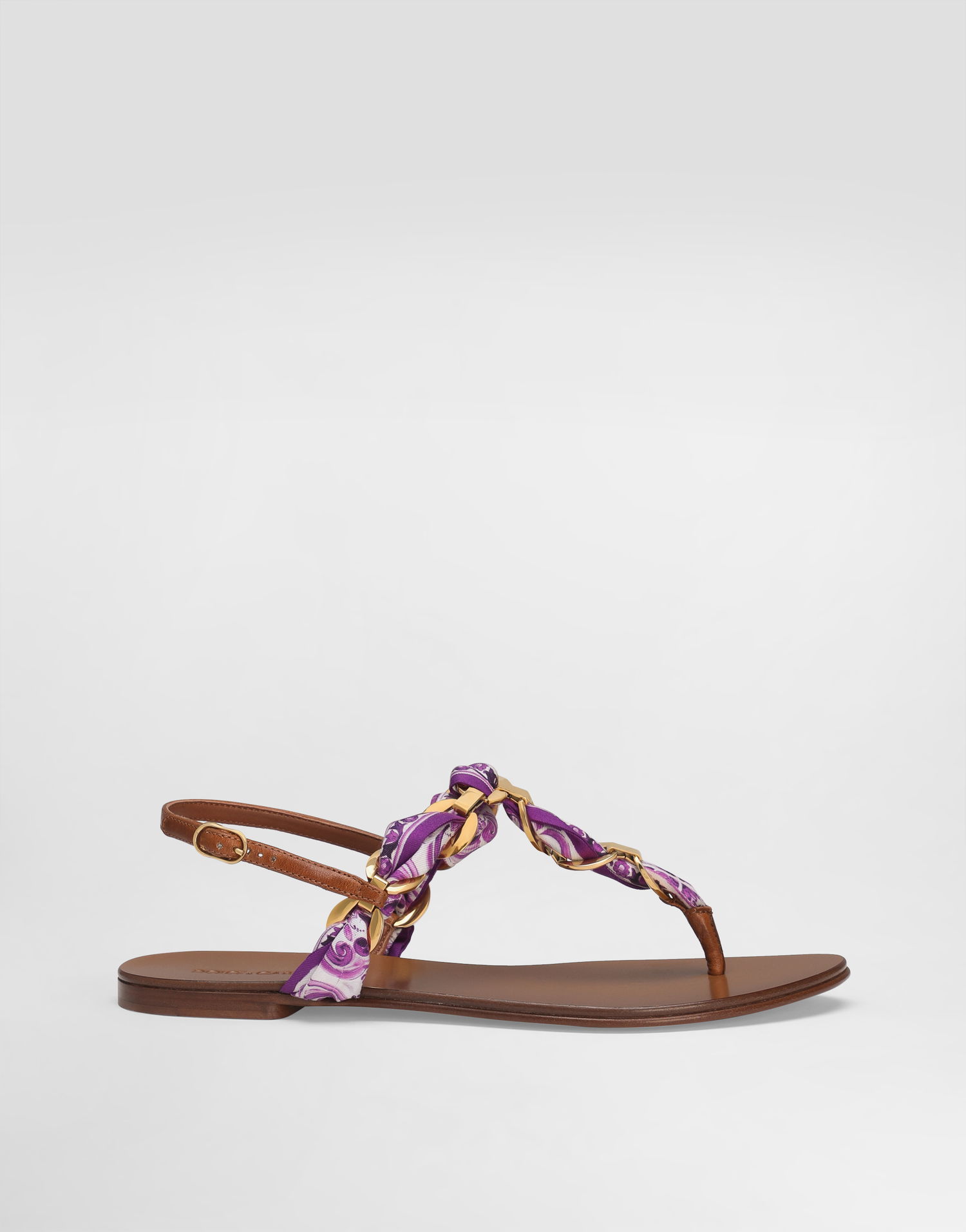Tilbehør Dolce & Gabbana Dolce & Gabbana Majolica Print Twill Flip-Flops Lilla | CQ0639AE490I03TN, 0