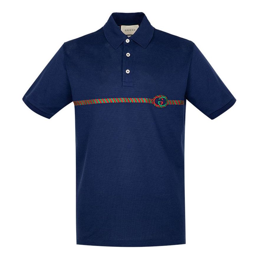 Polo skjorte Gucci Logo-Embroidered Polo Blå | 598957-XJB0V-4684, 0
