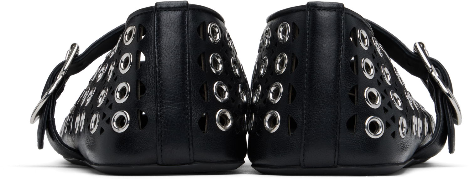 Sneakers og sko Alaïa ALAÏA Vienne Lambskin Eyelets Ballerina Flats Sort | AA3A029CK277, 1