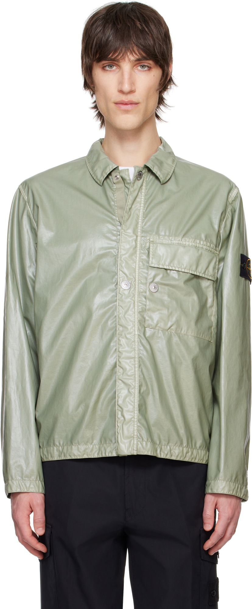 Skjorte Stone Island Stone Island Mussola Gommata-TC Overshirt Grøn | K1S15 1200001 S0022