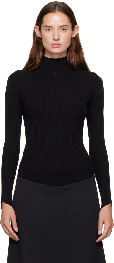 Sweater Courrèges Courrèges Ribbed Mock Neck Sweater Sort | 325MPU251FI0001, 0