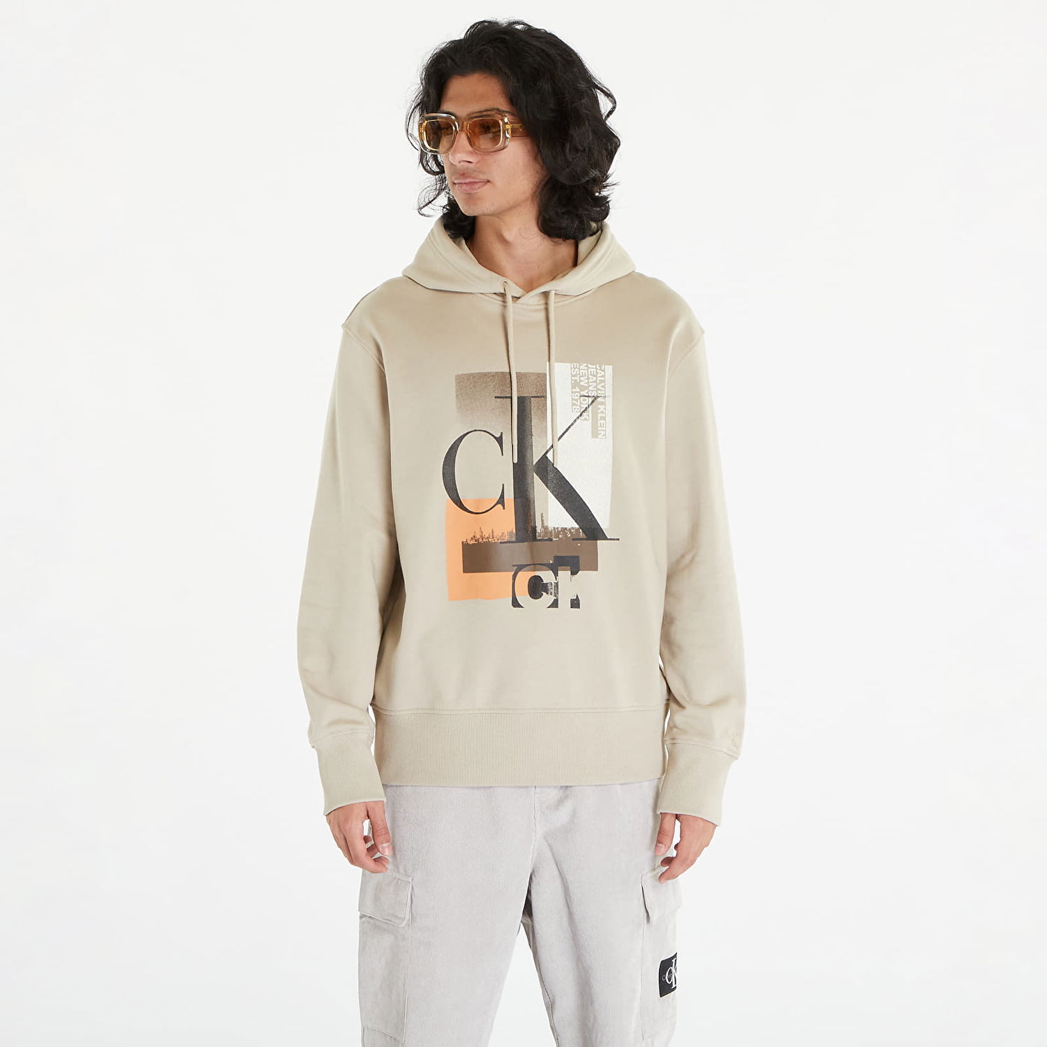 Sweatshirt CALVIN KLEIN Jeans Connected Layer Land Hoodie Beige Beige | J30J324310 PED, 0