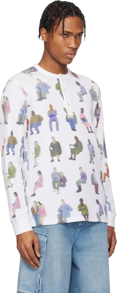 Sweater JW Anderson JW Anderson Printed Waffle Henley Hvid | JO0260-PG1737, 1