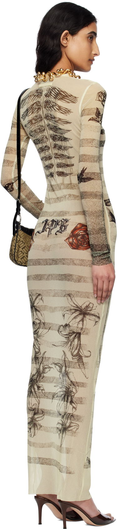 Kjole Jean Paul Gaultier Jean Paul Gaultier Tattoo Marinière Maxi Dress Beige | 25/34-F-RO396-T585-030030, 2