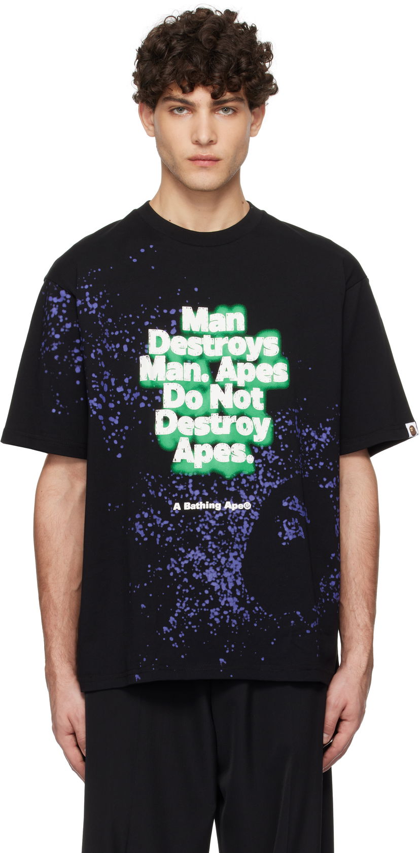 T-shirt BAPE Spray Print Slogan T-Shirt Sort | 001CSK801313M