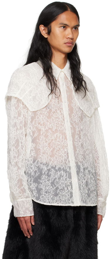 Skjorte Simone Rocha Simone Rocha Sheer Classic Fit Lace Shirt Hvid | 5289C 1099, 1