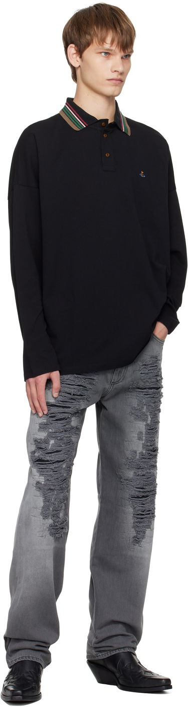 Polo skjorte Vivienne Westwood Vivienne Westwood Oversized Long Sleeve Polo Sort | 2H01000Q-J0009-, 3